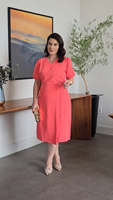 Vestido Midi Two Way Amarração Com Argola Salmão