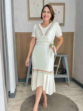 VESTIDO MIDI VISCOSE COM BABADO